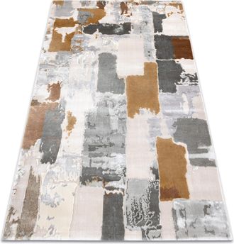 RugsX Rugsx - Alfombra Acr&iacute;lica Elitra 6215 Abstracci&oacute;n Vintage Gris / Amarillo Yellow 200x300 Cm