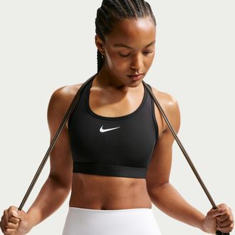 Nike Womens Swoosh Medium Support Padded Sports Bra in Black | DX6821-010