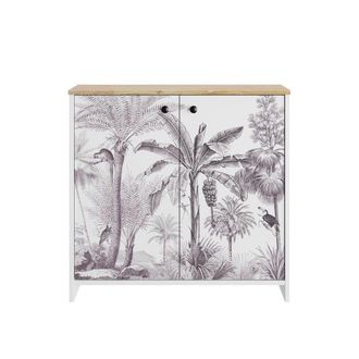 Calicosy Mueble de almacenamiento 2 puertas impreso ex&oacute;tico - l36 cm - Blanco