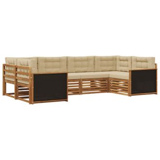 vidaXL Conjunto De Sof&aacute;s De Exterior Con Coj&iacute;n 6 Pcs Natural Y Beige Vidaxl