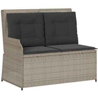 vidaXL Sill&oacute;n Reclinable De Jard&iacute;n Con Cojines Rat&aacute;n Sint&eacute;tico Gris Vidaxl