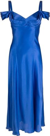 Alberta Ferretti draped silk dress - women - Silk - 42 - Blue