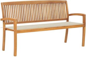 vidaXL Vidaxl - Banco De Jard&iacute;n Apilable Con Coj&iacute;n Madera Maciza Teca 159 Cm