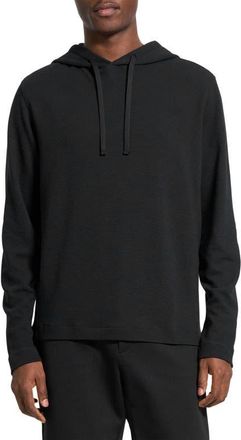 Theory Delroy Studio Textured Hoodie in Black - 001 at Nordstrom, Size Xx-Large