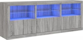 vidaXL Aparador Con Luces Led Gris Sonoma 181,5x37x67 Cm Vidaxl
