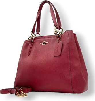 Coach Bordeaux Red Color Leather Handbag Shoulder Bag Tote Bag (Pre-Owned)