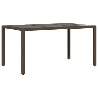 vidaXL Vidaxl - Tavolo Giardino Piano In Vetro Marrone 150x90x75 Cm Polyrattan