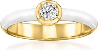 Ross-Simons Bezel-Set Lab-Grown Diamond Ring With White Enamel in 18kt Gold Over Sterling