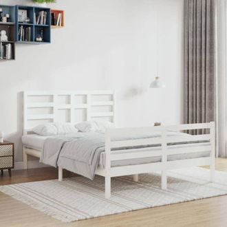 vidaXL Estructura De Cama Sin Colch&oacute;n Madera Maciza Blanco 140x200 Cm Vidaxl