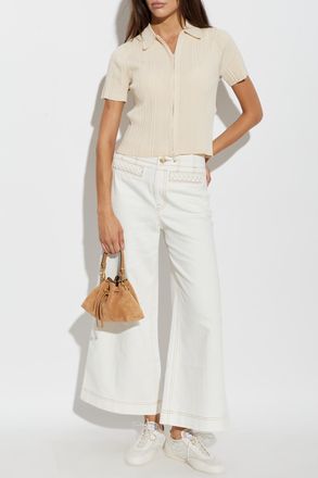 Zimmermann Trousers With Contrasting Stitching, Womens, White