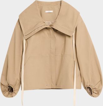 Co Rolled Collar Cotton Twill Oversized Jacket