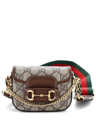 Gucci Horsebit 1955 Flap Wallet with Strap GG Coated Canvas crossbody bag - Brown