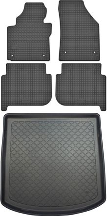 OEM Volkswagen Touran I Van De 2003-2010 Set - Alfombrillas De Goma Para Coche + Alfombrilla Para Maletero