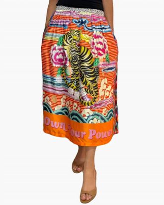 Me369 Rosalee Printed Midi Skirt In Oriental