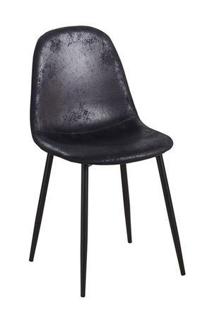 Regalos Miguel Sillas Comedor - Silla Black Teok Polipiel Vintage - Negro
