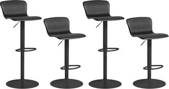 HOMCOM Homcom - Conjunto De 4 Taburetes Altos De Cocina Sillas Altas De Cocina Giratorias Con Respaldo Y Altura Ajustable Carga 120 Kg Para Bar Sal&oacute;n Negro