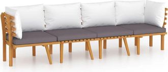 vidaXL Vidaxl - Muebles De Jard&iacute;n 4 Piezas Con Cojines Madera Maciza De Acacia