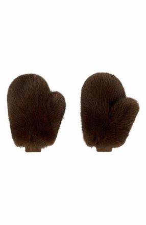 Cynthia Rowley Faux Fur Oversized Mittens in Brown at Nordstrom