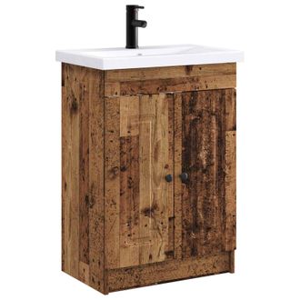 vidaXL Juego De Muebles De Ba&ntilde;o Madera Envejecida 78,5 X 37,5 X 81 Cm Vidaxl
