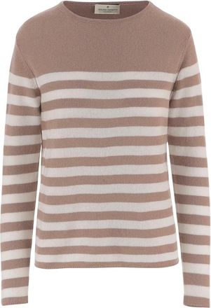 Bruno Manetti Beige Stripes Crew Neck Sweater