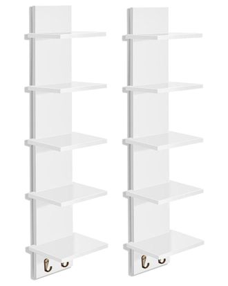 Sorbus 5-Tier Wall Shelf Unit With Hooks