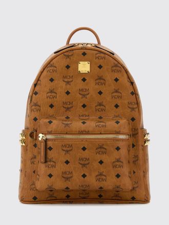 MCM Zaino medio Stark in cotone spalmato con stampa logo e borchie