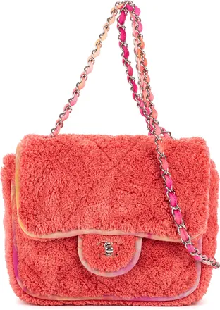 Chanel Pre-owned Womens Terry Cloth Jumbo Single Flap Shoulder Bag - Pink - One Size