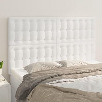 vidaXL Cabeceros 4 Unidades Cuero Sint&eacute;tico Blanco 72x5x78/88 Cm Vidaxl