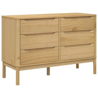 Berkfield Home Chest of Drawers FLORO Wax Brown Solid Wood Pine in Light Brown