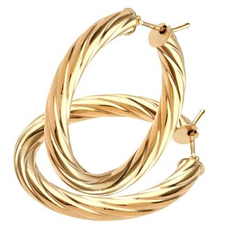 Diamant L'éternel 9ct geelgouden 25 mm fijn gedraaide oorringen op een buis van 0,4 cm