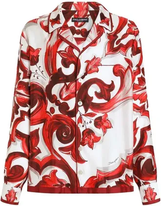 Dolce & Gabbana Camicia Dolce & Gabbana Vanity In Twill Con Stampa Maioliche