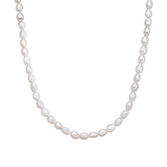Valero Pearls Womens Fresh Water Cultured Pearl Necklace - White Sterling Silver - One Size