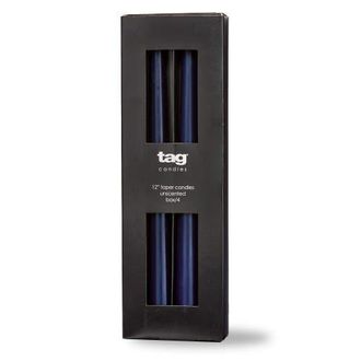 Tag Navy Taper Candles Set of 4 Unscented Smokeless Paraffin in Blue at Nordstrom