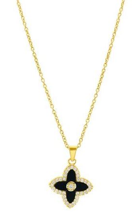 Adornia Enamel Flower Pendant Necklace in Black at Nordstrom Rack