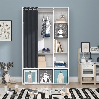 Vicco Armario De Ropa Para Ni&ntilde;os Luigi, Blanco, 105.8 X 178.1 Cm Con Cajones Abatibles (gris) Vicco