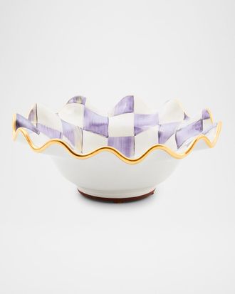 MacKenzie-Childs Plum Check Fluted Ceramic Breakfast Bowl