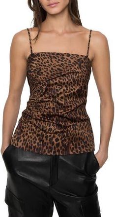 Rebecca Minkoff Nicole Leopard Print Ruched Camisole in Spotty Leopard at Nordstrom Rack, Size 0