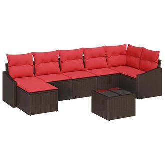 vidaXL Set Di Divani 8 Pz Marrone Polyrattan Vidaxl