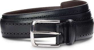 Allen Edmonds Manistee Brogued Leather Belt in Black at Nordstrom, Size 28