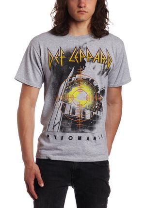 Fea Merchandising Mens Def Leppard Target Pyromania T-Shirt, Heather Grey, XL