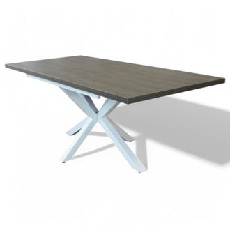No Brand Tavolo allungabile antracite e bianco struttura in metallo con piano in melamina effetto legno 90x160/200xH75 cm Gari&egrave;