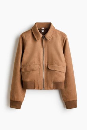 H&M Collared Bomber Jacket in Dark Beige at Nordstrom, Size Xx-Large