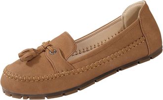 Generic Ladies Loafer Shoes Slip On Womens Flats Solid Color Stylish Classic Foldable Lightweight Comfy Wide Fit Casual Pumps Shoes Work Leisure Brown