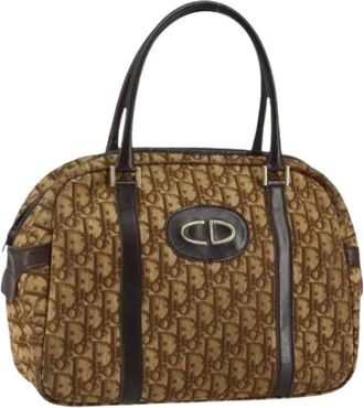 Dior Pre-owned Handbags, female, Brown, Size: ONE SIZE Pre-owned Vintage Trotter Canvas Hand Bag