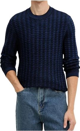 A|X Armani Exchange Wool Blend Sweater - Heren - Ronde hals truien - Blauw - 2XL - Wol - Truien & Vesten