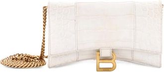Balenciaga Hourglass Chain Wallet Crocodile Embossed Leather clutch bag - Wit