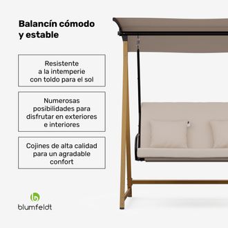 Blumfeldt Blumfeldt Zengrove Balanc&iacute;n 2 Plazas Ajustable Individualmente Acero Con Recubrimiento En Polvo Resistente A La Intemperie