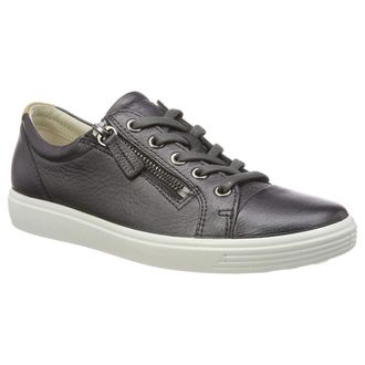 Ecco Ecco Soft 7 430853 Leather Womens Lace Up Trainers - Black Dark Shadow Metallic - Size:UK 4-4.5