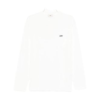 Autry Tops, Heren, Wit, XL, Katoen, Long-sleeve Embroidered Logo Tee