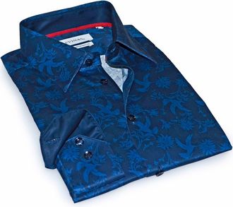 Levinas Contemporary Fit Modern Business Dress Shirt in Navy Nature Print at Nordstrom Rack, Size Xxx-Large
